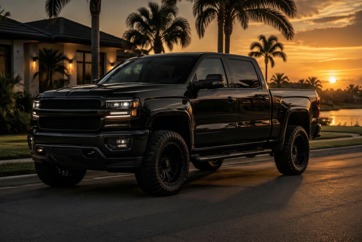 Black heavy-duty pickup truck used by KV Hauling & Delivery